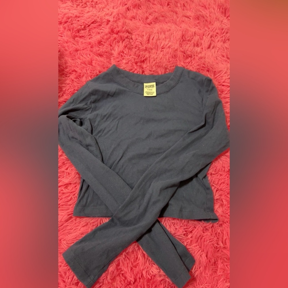 PINK/VS navy blue long sleeve cropped!